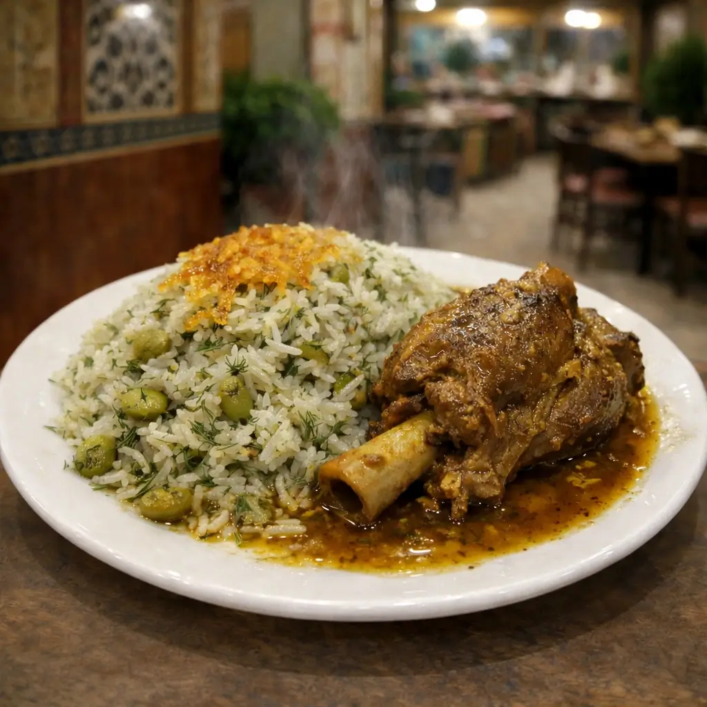 Persian Baghali Polo ba Mahicheh
